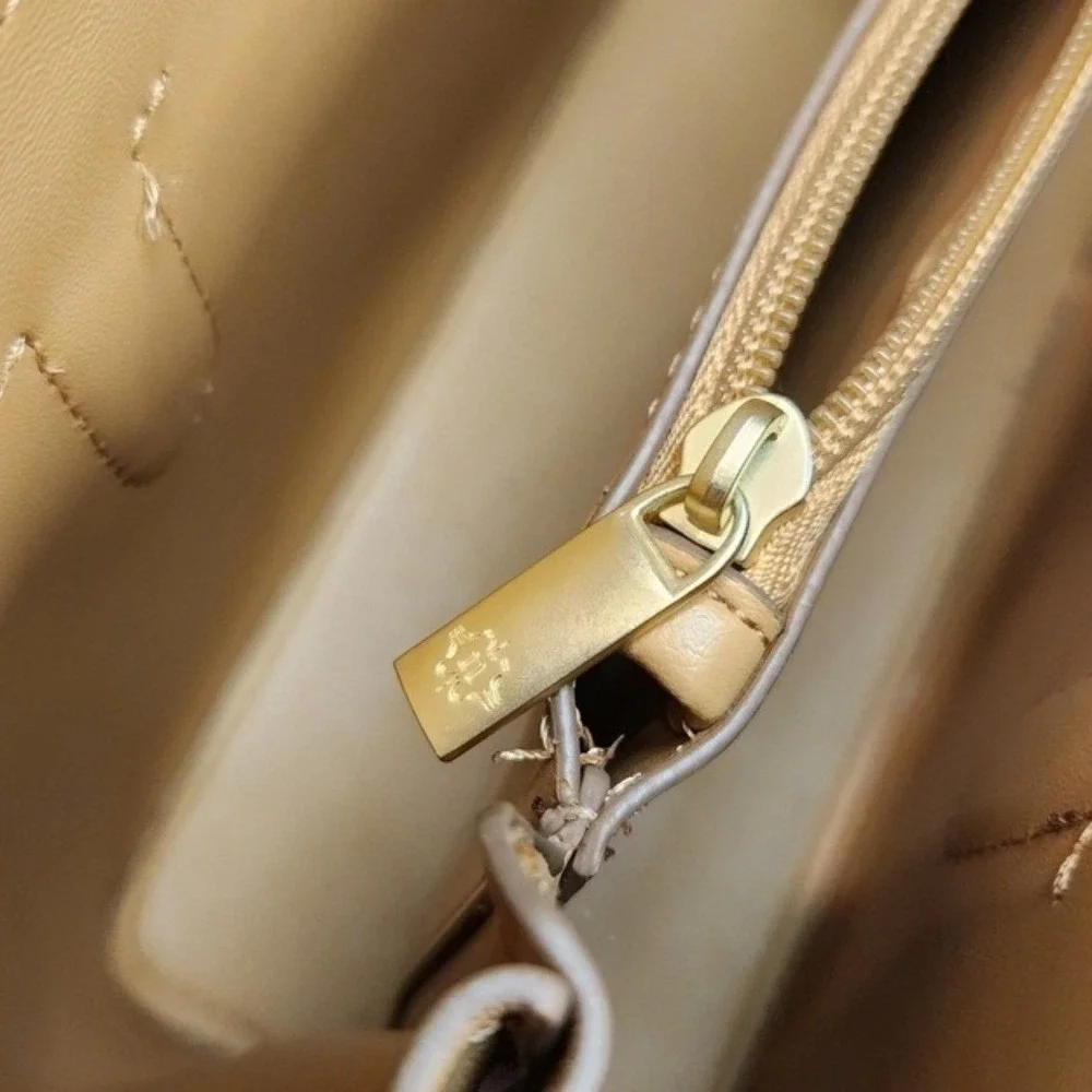 Nanette Lepore Faux Leather Top Handle Satchel Crossbody Bag Camel Gold Hardware